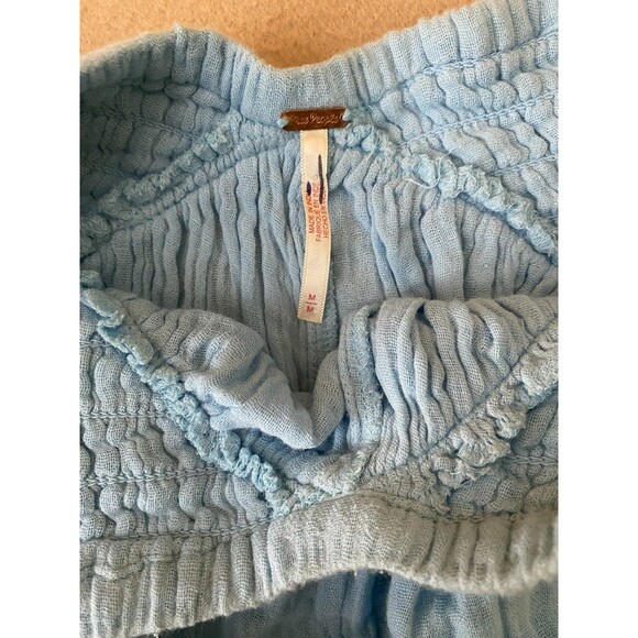 FREE PEOPLE Mini Gauze Pull On Shorts with Pockets, Medium, 100% Cotton, Blue - Picture 11 of 11